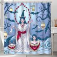 thumbnail image 1 of Rideau de Douche d'Halloween Fantaisiste - Sorcière en Robe Blanche et Lanternes, 1 of 4