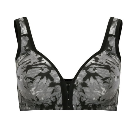 Bigersell Bra for Backless Dresses Women Plus Size Camouflage Print Front Deduction BreathNo Underwire Underwear Bras Female Polyester No Show Bra Women Full-Figure Bra  Style 360  Black M