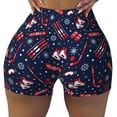 thumbnail image 2 of Balery Winter Skiing Snowflakes Pantalones cortos de entrenamiento estampados para mujer, sin costuras, ajustados, para gimnasio, yoga, correr, deportes, ejercicio activo, fitness.-XX-Large, 2 of 8