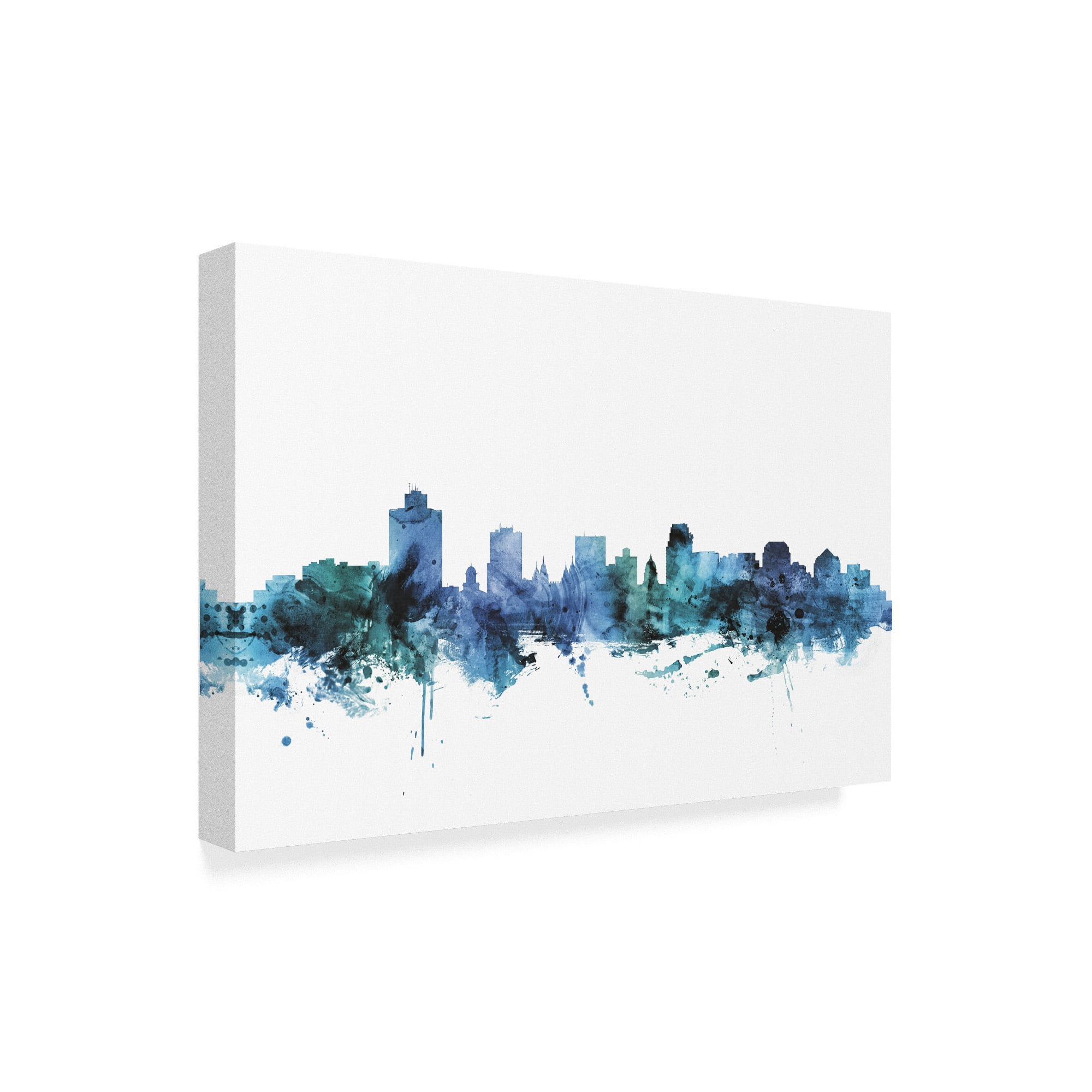 Trademark Fine Art 'Salt Lake City Utah Blue Teal Skyline' Canvas Art by Michael Tompsett