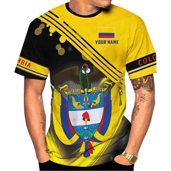 Personalized Colombia Shirt 3D, Custom Colombia Flag Shirts for Men Women, Colombian Pride T-Shirt, Unisex Shirt (S)
