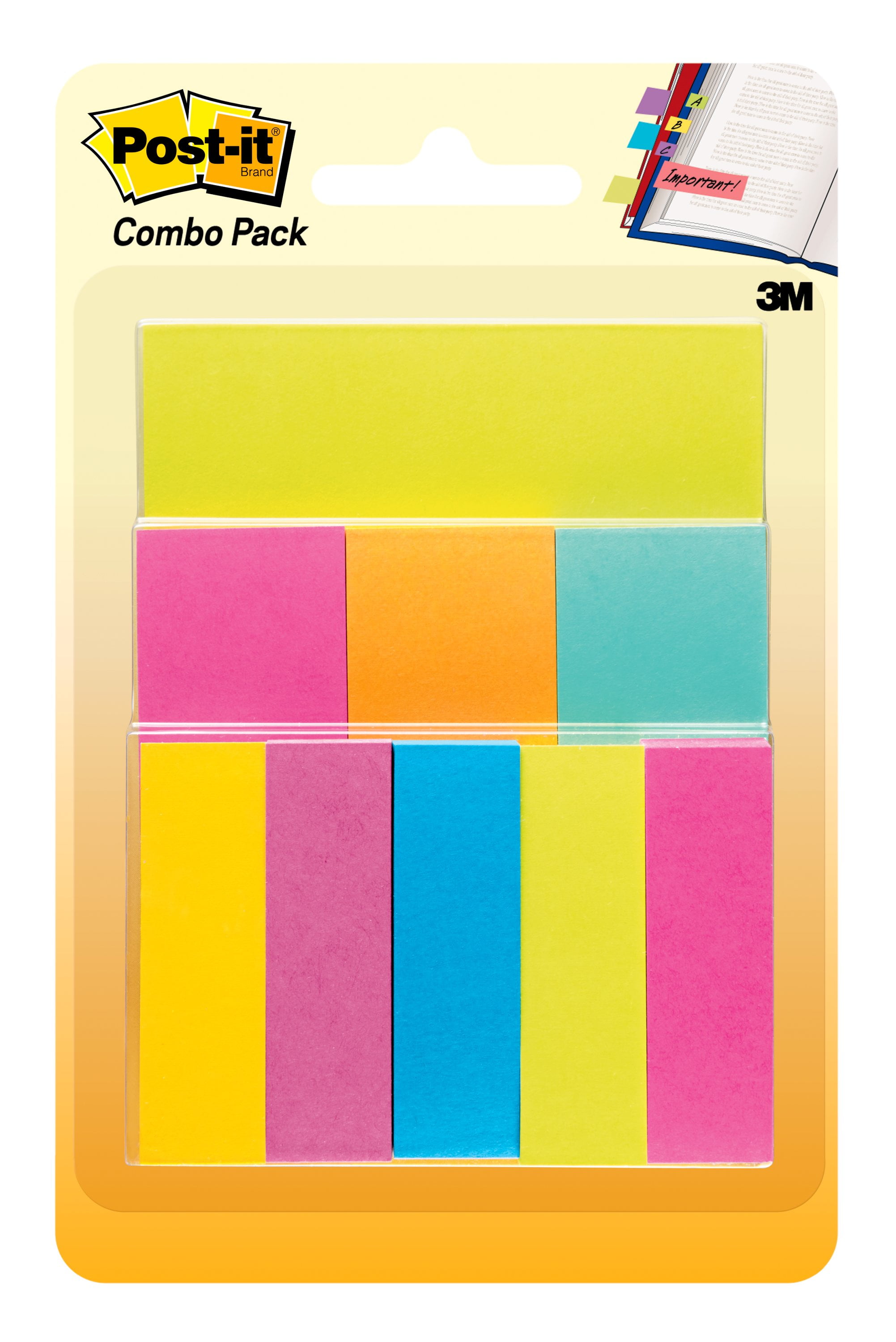 10/Color Post-it Tabs 4 Packs of 40/Dispenser, 4 Colors .625 x 1.5 Inches 