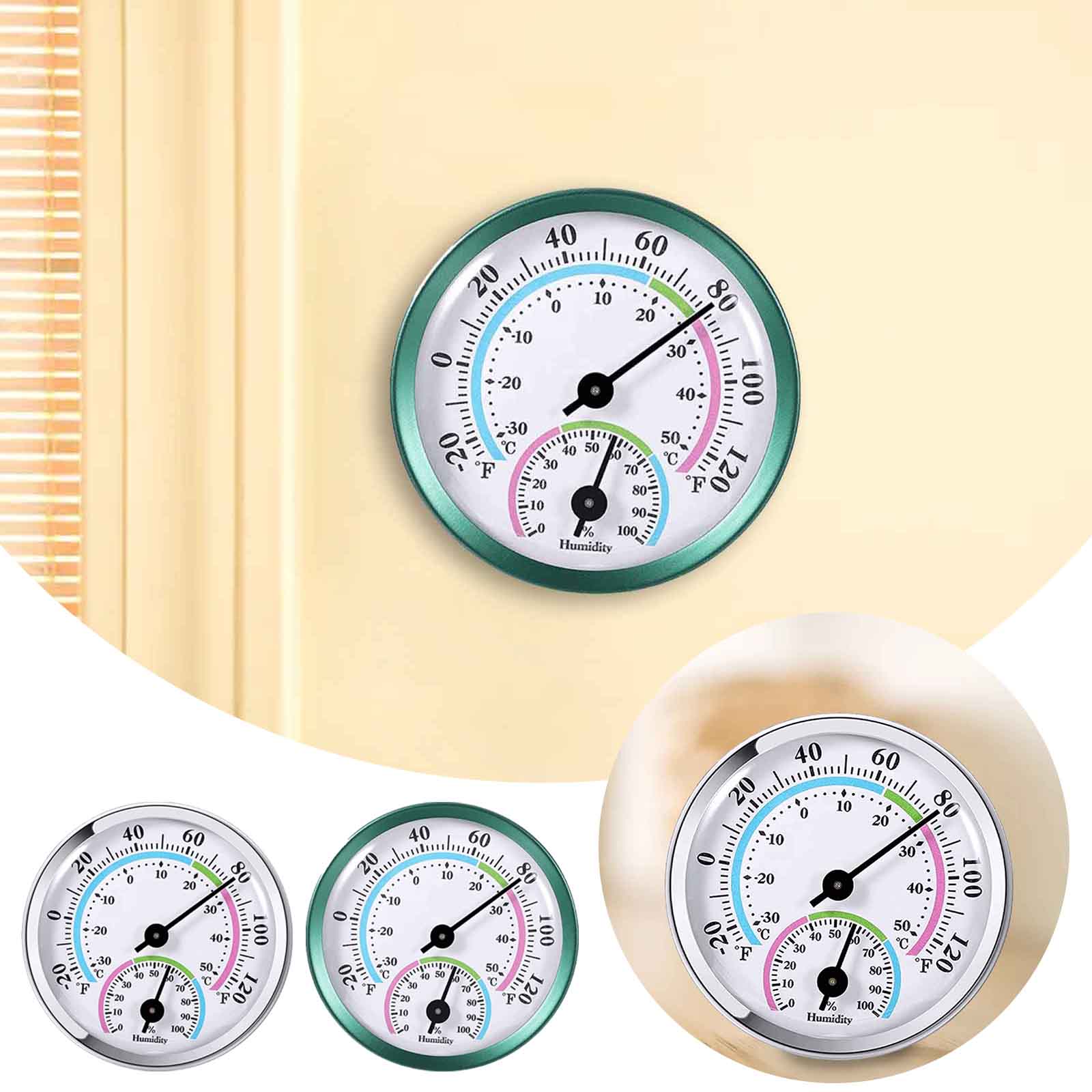 3PCS Mini Indoor Temperature Hygrometer Analog, Temperature Humidity Gauge for Home, Room, Outdoor, Hygrometer Analog Hygrometer for Indoor And Outdoor Use 2inch