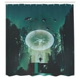 thumbnail image 3 of Ambesonne Cartoon Shower Curtain, Dark Magic Fiction City, 69"Wx84"L, Teal Black, 3 of 5