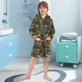 thumbnail image 5 of FORMRS Niños Bathrobe Unisex Hooded Robe Soft Plush Pajamas Sleepwear, Size 7-9T, Brown Floral Rabbits Pattern, 5 of 7