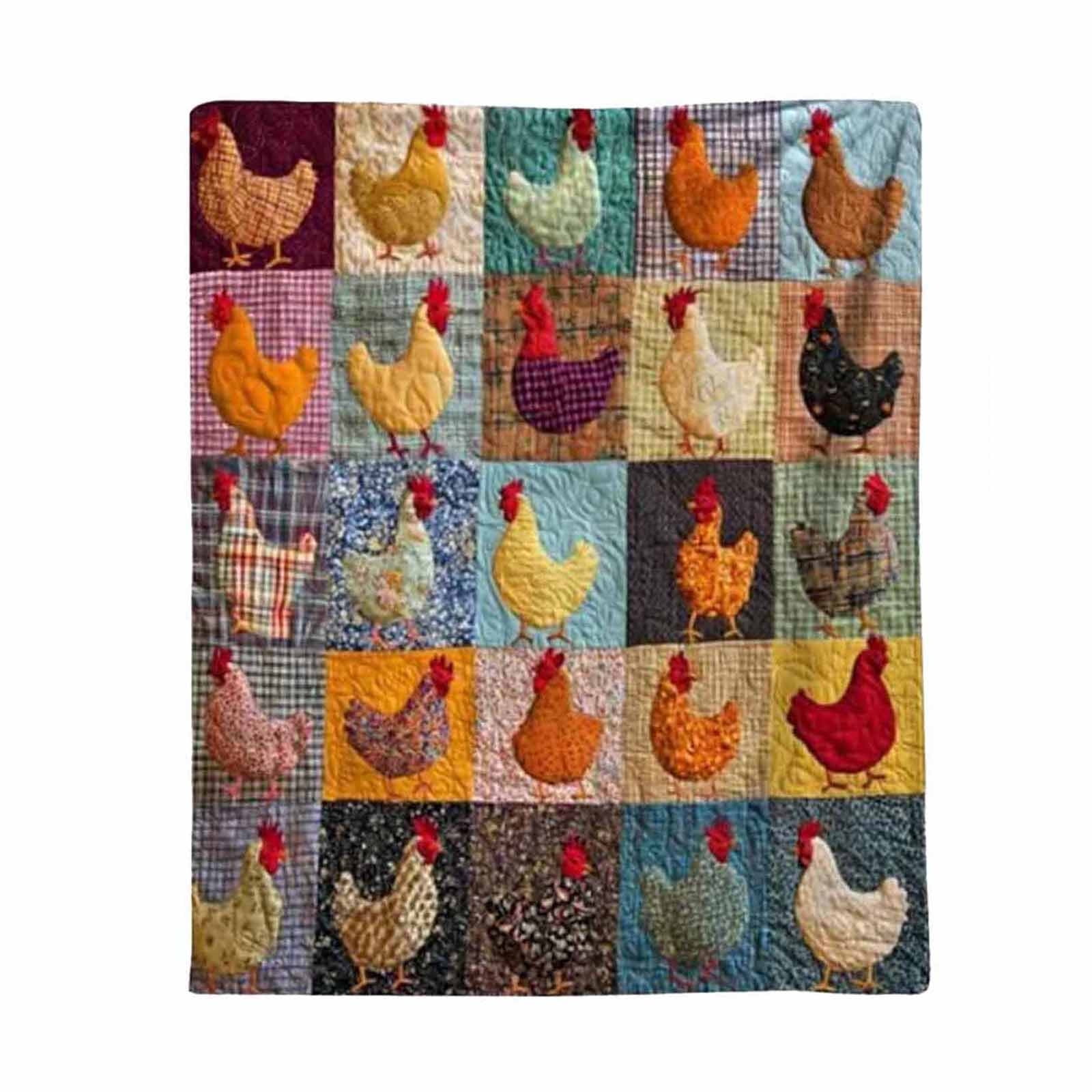 Rooster Plaid Print Flannel Throw Blanket, Cute Chicken Pattern Chicken Print Throw Blanket Soft Cozy Warm Farmhouse Decor for Couch Bed Living Room Home Use(A1)
