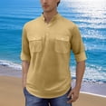 thumbnail image 2 of Eryao Mens Cotton Linen Shirts Long Sleeve Henley Tops with Pockets Casual Loose Summer Blouses,Khaki,L, 2 of 9