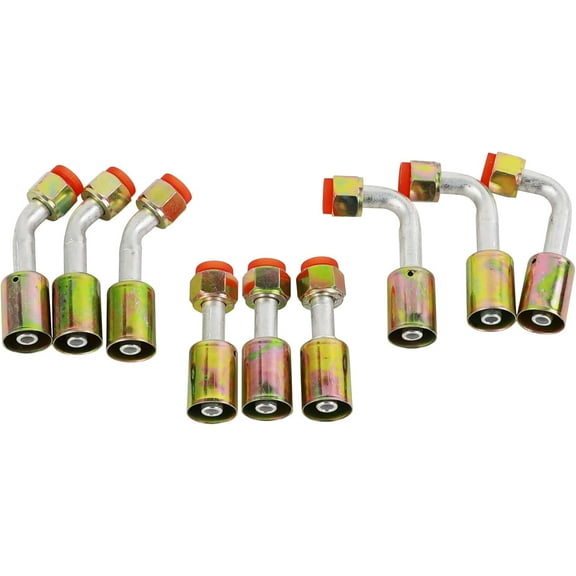 Air Conditioning #8 AC Fitting Set Female Oring Beadlock 3/4-16UNF Including Straight 45 90 Degree