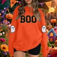 thumbnail image 4 of Halloween Sweatshirts for Women 2025 Long Sleeve Crewneck Cute Boo Ghost Graphic Sweatshirt Pullover Tops, 4 of 6