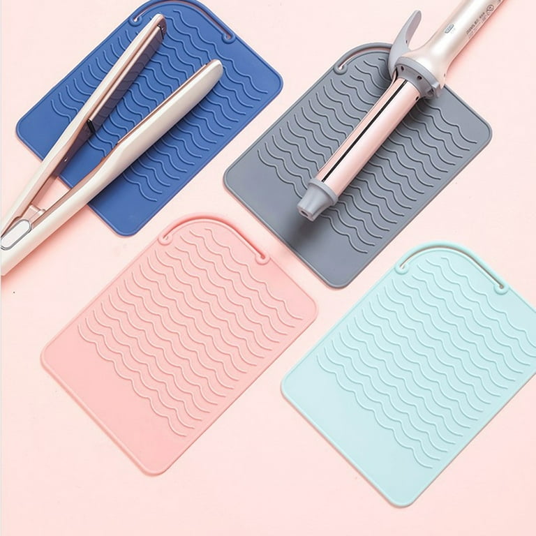 Wovilon Resistant Silicone Mat Pouch for Flat Iron, Straightener Insulation  Pad, Curling Iron Insulation Set Hair Salon Perm Splint Pad Storage  Portable Household Silicone Pad 