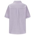 thumbnail image 5 of Frostluinai Linen Shirts for Women Button Down Shirts Lapel Collar Short Sleeve Tshirts Solid Casual Dressy Blouses Irregular Hem Tops Gifts, 5 of 7