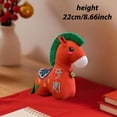 thumbnail image 4 of Mascota de recuerdo de caballo de peluche de Año Nuevo chino con cascabel y cola de borla Verde oscuro rojo 22cm, 4 of 7