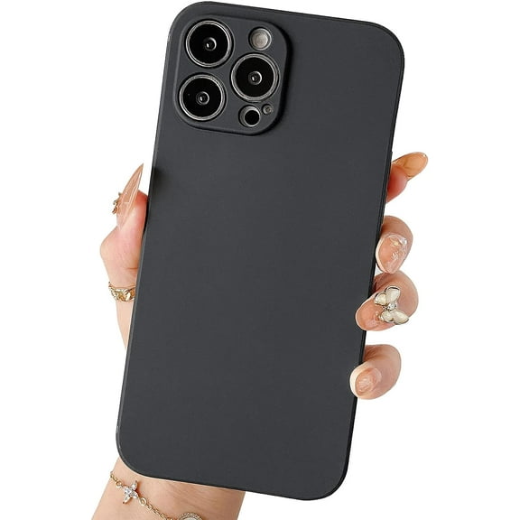 Compatible with iPhone 13 Pro Max Case Silicone Soft Rubber Slim Thin Camera Gel Protective Case for iPhone 13 Pro Max with Glass Screen Protector 6.7 INCH Black