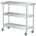 thumbnail image 1 of Chariot Utilitaire en Acier Inoxydable pour Meubles de Patio - 18x36x34 Po à 3 Niveaux avec Roues Verrouillables - Table de Préparation Robuste - Résistant à la Rouille pour Restaurant, Garage (1 Pce), 1 of 6