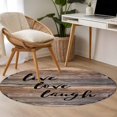 thumbnail image 5 of Area Rug 36in, Farmhouse Brown Wood Board Floor Carpet Living Room Rug, Live Love Laugh Text Flower Non-Slip Welcome Mat Indoor Rugs for Bedroom Dining Room, 5 of 9