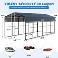 thumbnail image 4 of Erinnyees 14'x30' RV Carport, Heavy Duty CarPort with Reinforced Metal Frame,Outdoor Car-Shed for RV, 2 Vehicles, Truck, Boat and SUV, Gray, 4 of 7
