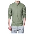 thumbnail image 2 of DPTALR Chemise Habillée à Manches Longues en Coton Uni Style Ethnique pour Hommes, 2 of 4