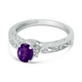 thumbnail image 3 of 14k White Gold Oval Amethyst And Diamond Ring, 3 of 6