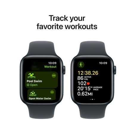 Apple Watch SE 2nd Generation (GPS + Cellular) 44mm Midnight Aluminum Case with Midnight Sport Band - S/M - Midnight