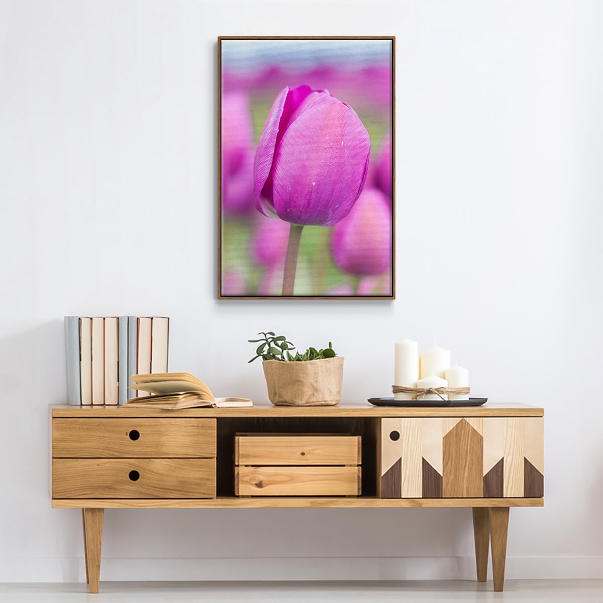 Magenta Stem Framed Premium Gallery Wrapped Canvas - Ready to Hang