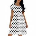 thumbnail image 3 of BUIGTTKLOP Summer Dress for Women Ruffle Sleeve Mini Dress Dotted Casual Flowy Buttton down Sundress with Pockets, 3 of 5