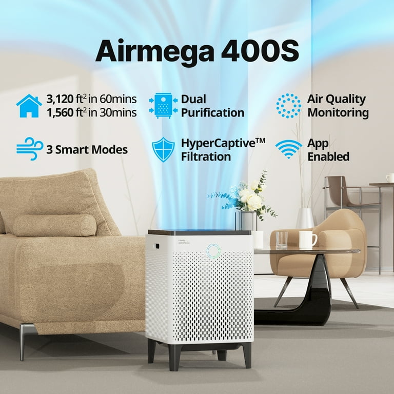 Coway Airmega 400S Smart Home Whole Room Air Purifier with HEPA Filter White Walmart