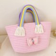 thumbnail image 1 of Bolso tejido para niños, bolsos simples con lazo a la moda, exquisitos para viajes de niños (rosa) Sywqhk Para Estrenar, 1 of 8