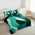 thumbnail image 3 of jejeloiu Abstract Geometric Line Twin Comforter Sets,Green Stripes Bedding Set For Men Women Reversible 2 Pieces, 3 of 8