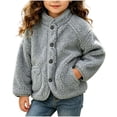 thumbnail image 2 of Samdudou Toddler Girls Fleece Jackets Fuzzy Sherpa Coats Button Down Fall Winter Warm Outerwear Kids Plush Stand Collar Layering Clothes Size 6M-3 Years, 2 of 7