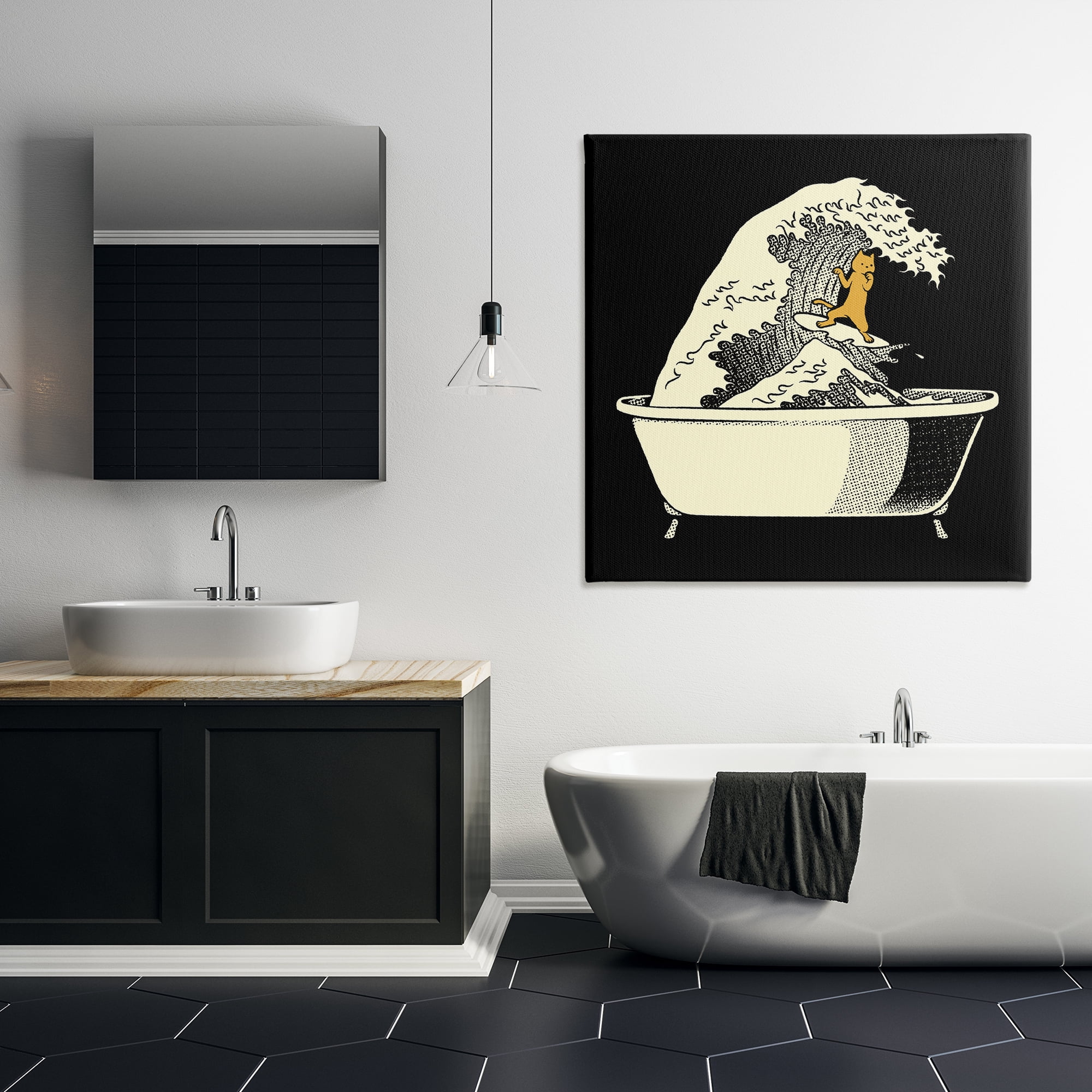 Stupell Industries Kanagawa Bathtub Cat Canvas Wall Art, design by Tobe Fonseca