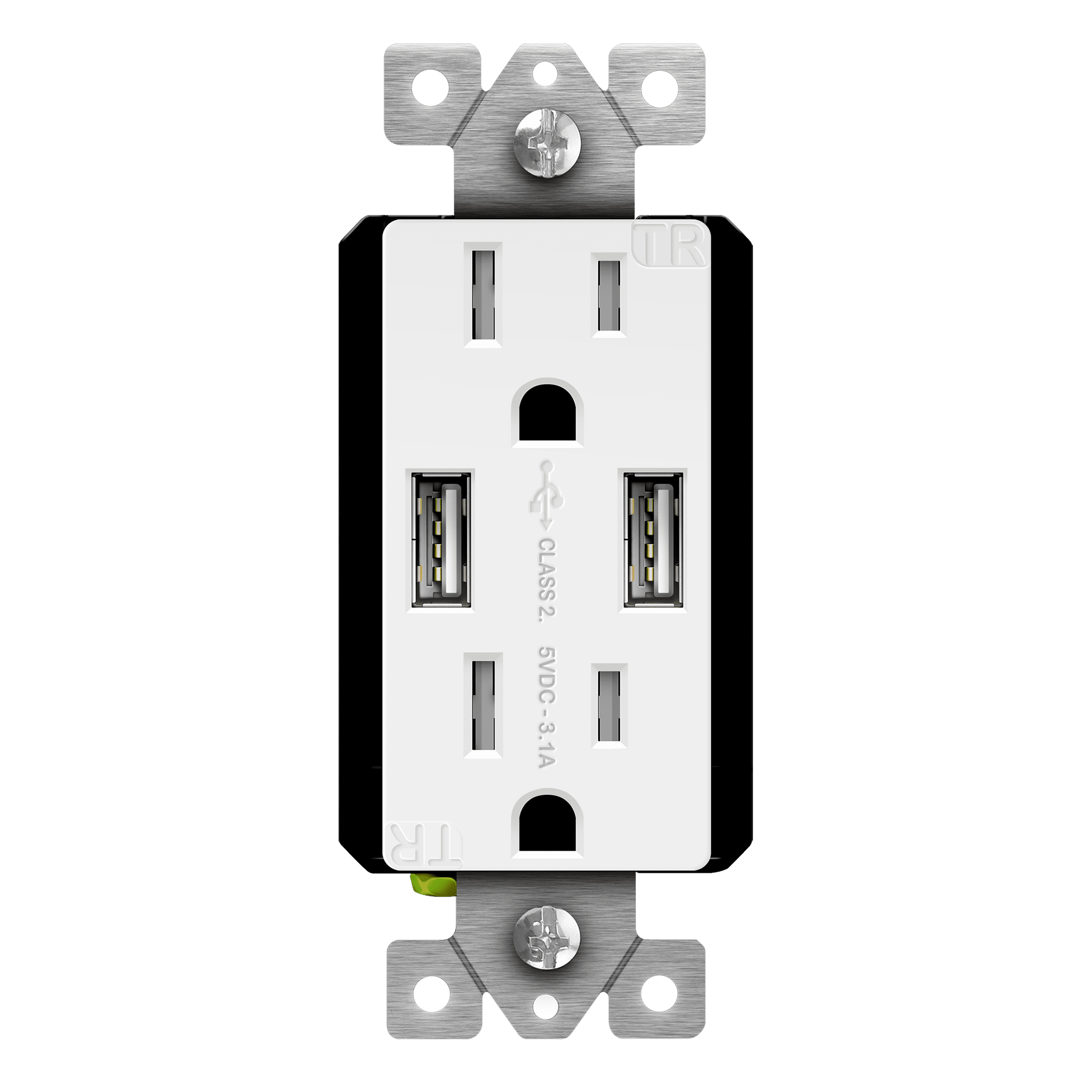 TOPGREENER USB Wall Outlet Charger, Dual Port, 15A TamperResistant