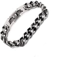 thumbnail image 3 of Wollet Men Solid Copper Bracelets for Men, Antique Silver, Cuban Chain Bracelet, Vintage Jewelry Gift for Dad, 3 of 10