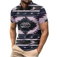thumbnail image 2 of Zylanna Men's Button Polo Shirts Tee, Short Sleeve Turndown Collar Summer Printed Casual Pullover for Men Purple Size L, 2 of 5