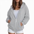 thumbnail image 2 of TOWED22 Womens Hoodies Zip Up Casual Long Sleeve Oversized Hoodie Y2K Full Zipper Fleece Preppy Sweatshirts Jackets,Grey,XXL, 2 of 9