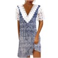 thumbnail image 2 of Puntoco Vestido De Manga Corta Con Cuello En V, Talla Grande Para Mujer, Estampado, Suelto, Informal, Azul Xxl, 2 of 5