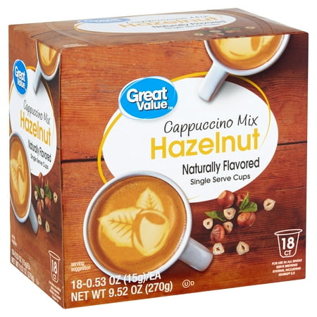 Great Value Hazelnut Cappuccino Mix, 18 Count (Best Coffee For Cappuccino)