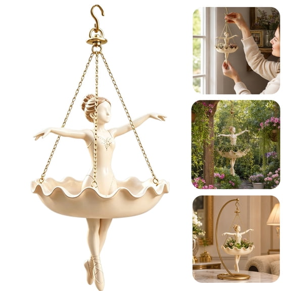 Ballet Dancer Hanging Planter Hanging, Basket for Indoor Outdoor Decor, Unique Succulent & Trailing Plant Holder