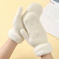 thumbnail image 5 of MIASHUI Women's Pearl Fuzzy Gloves, Winter Warm Knitted Gloves with Plush Lining, Fashionable Gloves for Riding and Outdoor, Soft Comfortable Fit White, 5 of 5