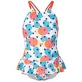 thumbnail image 2 of Xmarks Girl's Cute Spaghetti Straps Round Neck Cross Back One Piece Swimwear Print Bathing Suit 8-14Y, 2 of 6
