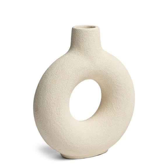 Open Box Villa Moda Oona Decorative Modern Ring Vase, Medium, White