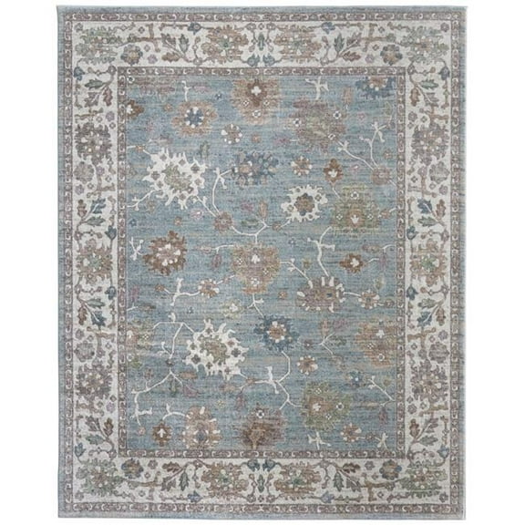 HomeRoots 617309 2 x 3 ft. Blue, Ivory & Brown Floral Distressed Rectangle Area Rug