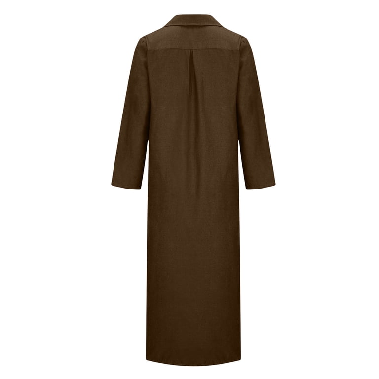 elegant loose winter dresses with sleeves Ashirexll Winter Dress for Women, Long Sleeve Maxi Dress, Womens Fashion  Casual Color Turndown Collar Loose Comfortable Sleeve Dress Fall Winter