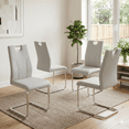 thumbnail image 4 of Ciphrias Dining Room Chairs Set of 4 Grey PU High Back Silver Metal Legs 37.4 Inch, 4 of 6