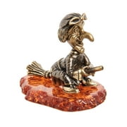 Collectible Figurine Baba Yaga Brass & Amber Figurine for Decor Collectible Gift Home Decor