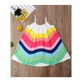 thumbnail image 5 of Hirigin Kids Baby Girls Rainbow Princess Dress 1-6 Years Sleeveless Sling Stripe Beach Party Dress, 5 of 7