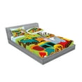 thumbnail image 2 of Ambesonne Animal Fitted Sheet & Pillow Sham Set, Savannah Art Wild Animals, Calking, Multicolor, 2 of 2