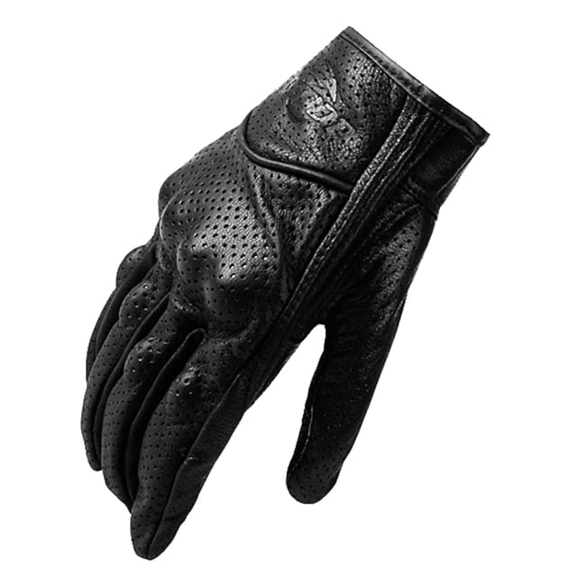 Riwcyla Genuine Sheepskin Gloves Breathable Full,fingers Durable Perforated Leather Gloves Hand Protector for Racing Motor Cycling
