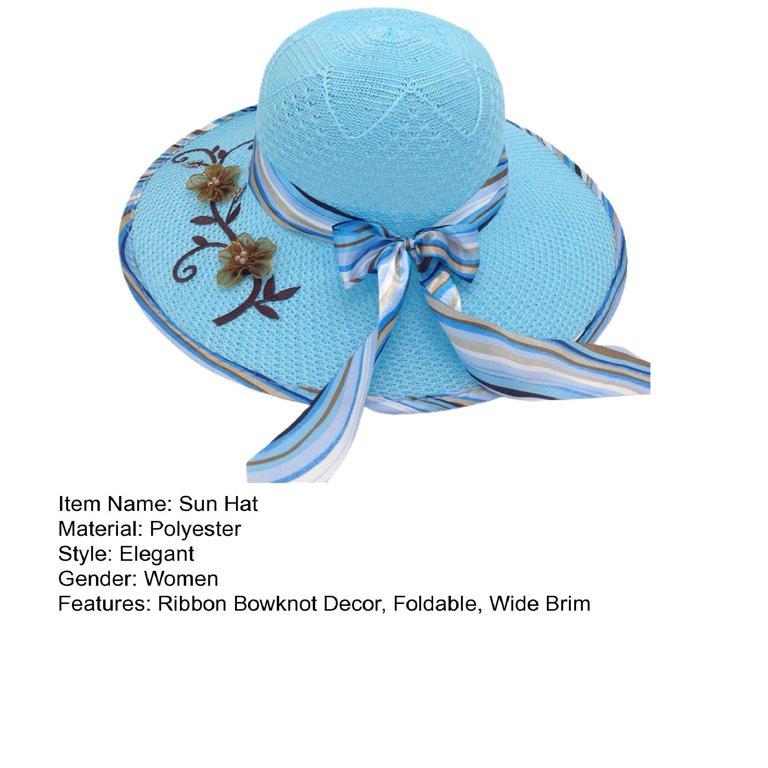 D-GROEE Ribbon Bowknot Decor Flower Stitching Sun Hat  display picture 2