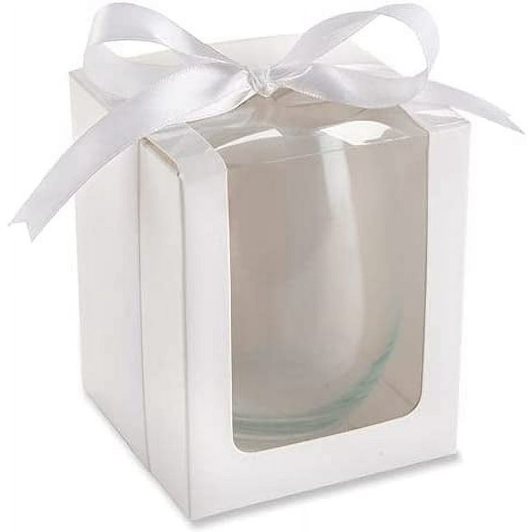 Kate Aspen Gift Boxes for Stemless Wine Glasses, 15 oz. (36 Boxes) Perfect  Wedding Favors, Bachelorette Favor or Bridal Shower Favor - White - ...