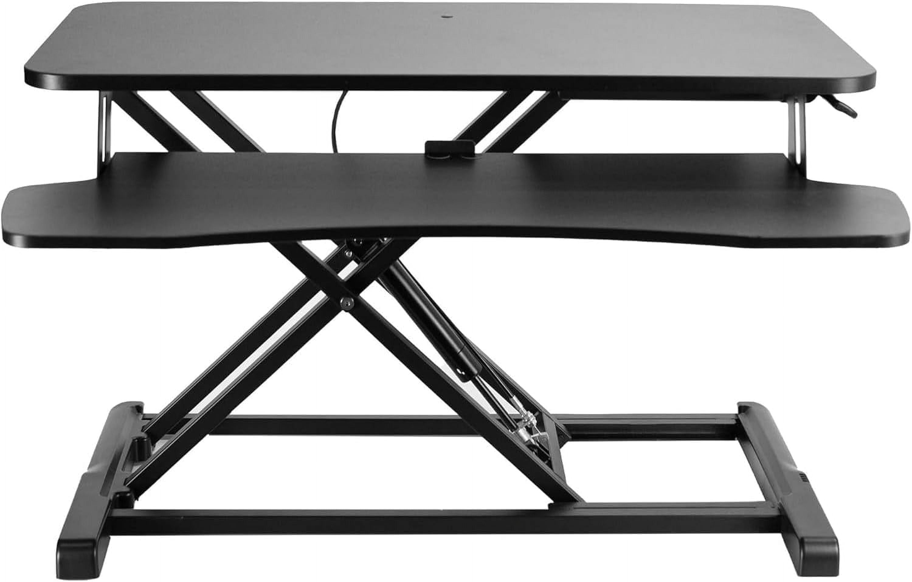 ZIHUI Standing Desk Converter 37inch, Height Adjustable Sit Stand Desk Riser, Quick Sit to Stand Tabletop Dual Monitor Riser Workstation for Home Office with Keyboard Tray, Black
